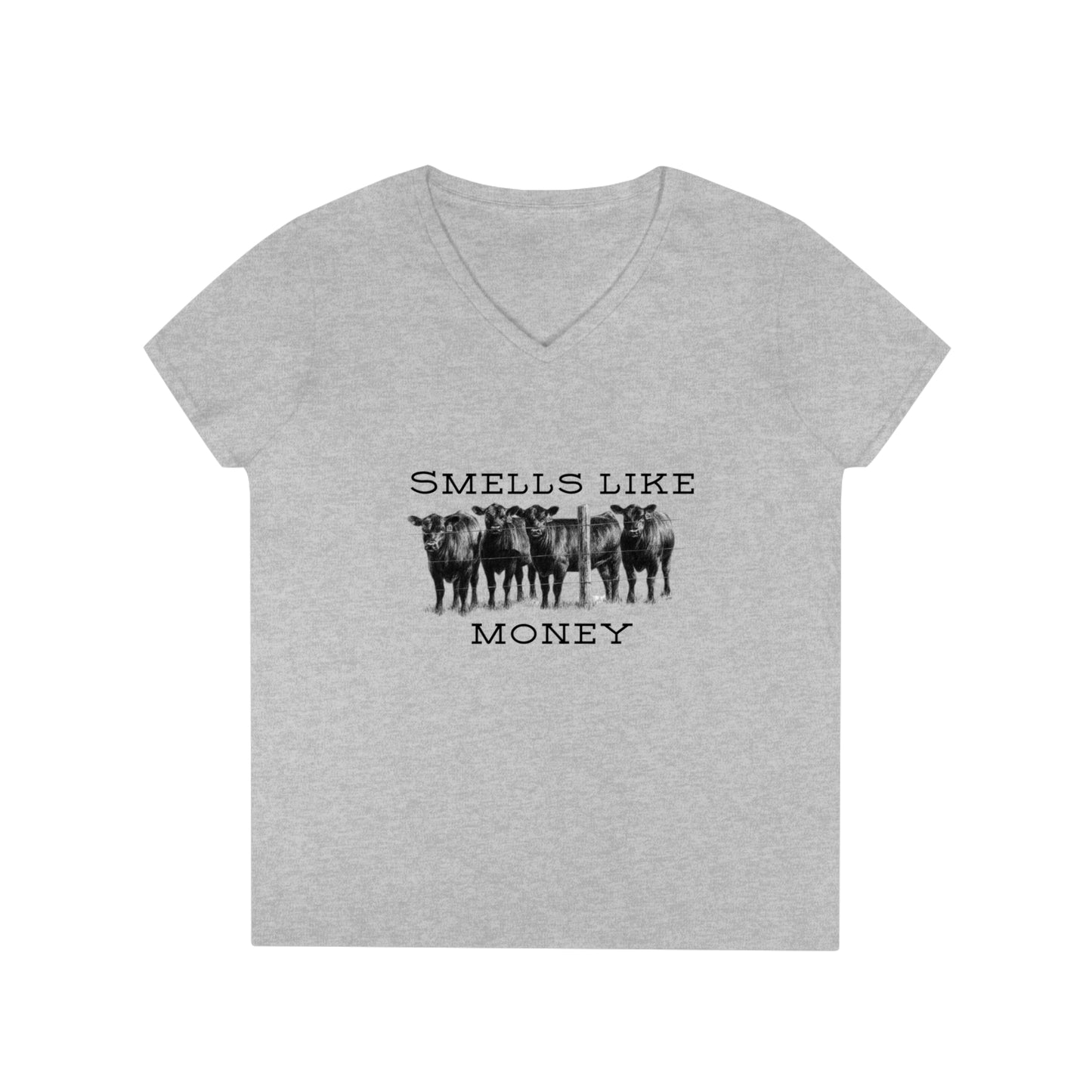 "Smells Like Money" Ladies' V-Neck T-Shirt